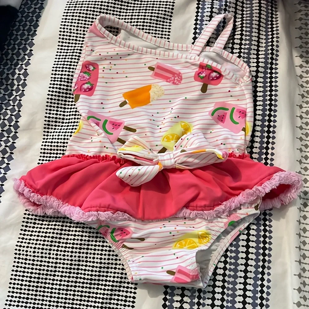 Mud Pie Toddler Girls Popsicle Swimsuit One Piece Ruffle 2T